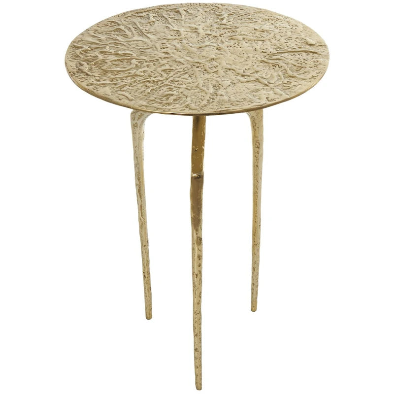 Table d'appoint en métal aluminium, géométrique, fine et texturée – Argent, Or ou Gris – Roche River Decor