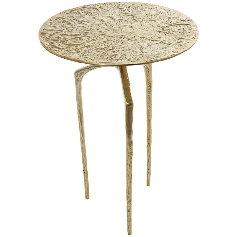 Table d'appoint en métal aluminium, géométrique, fine et texturée – Argent, Or ou Gris – Roche River Decor