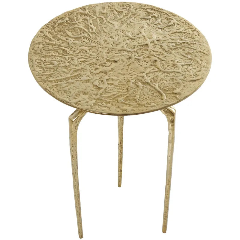 Table d'appoint en métal aluminium, géométrique, fine et texturée – Argent, Or ou Gris – Roche River Decor