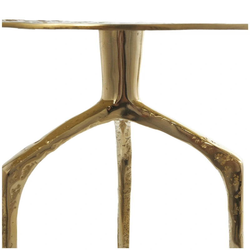 Table d'appoint en métal aluminium, géométrique, fine et texturée – Argent, Or ou Gris – Roche River Decor