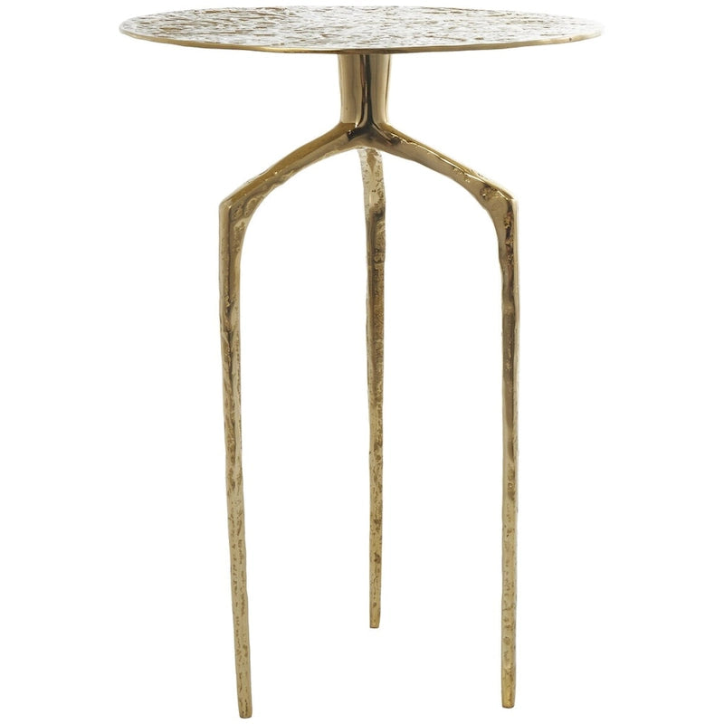 Table d'appoint en métal aluminium, géométrique, fine et texturée – Argent, Or ou Gris – Roche River Decor
