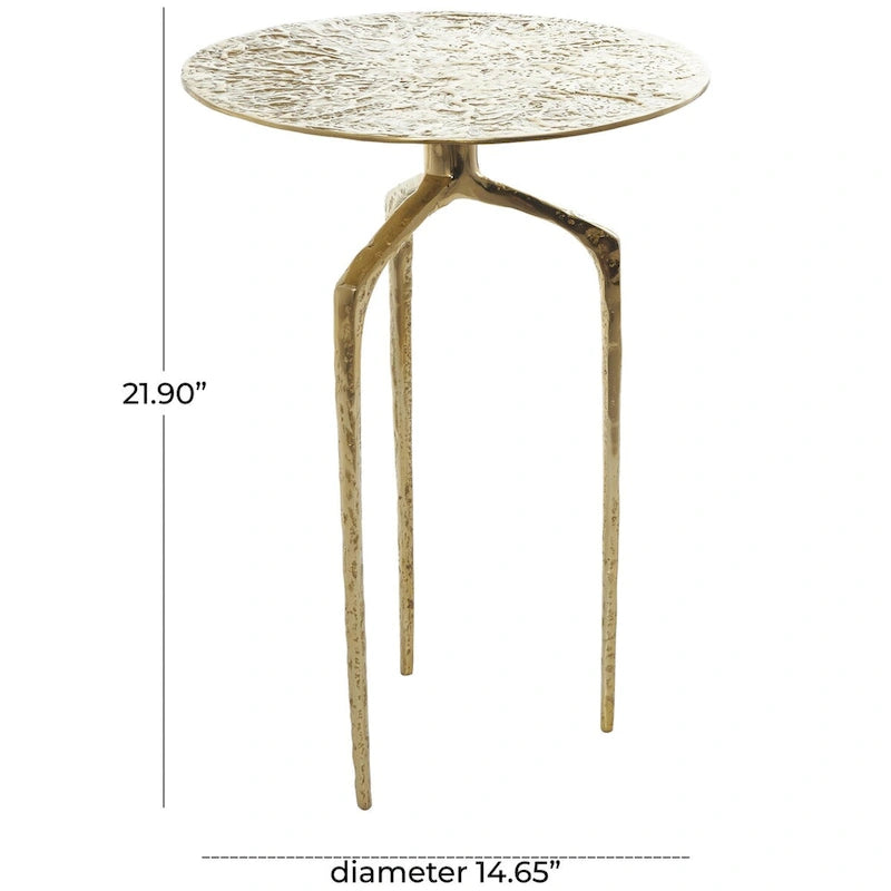 Table d'appoint en métal aluminium, géométrique, fine et texturée – Argent, Or ou Gris – Roche River Decor