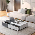 Table basse de style moderne noire et blanche avec deux espaces de rangement