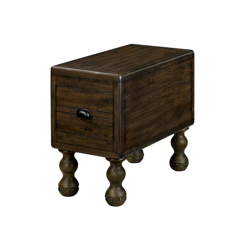 Table d'appoint rectangulaire en bois massif avec tiroir