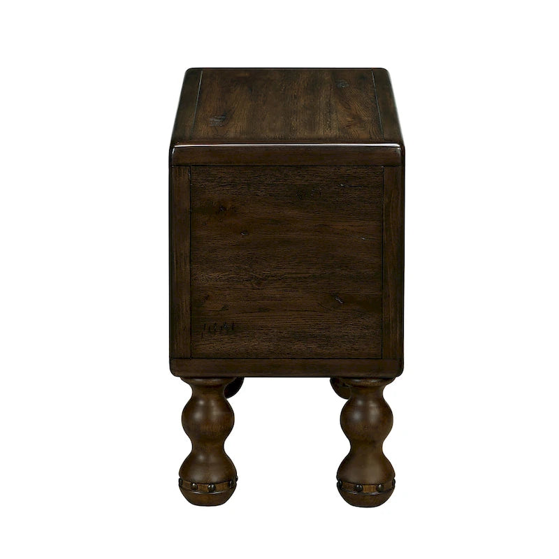 Table d'appoint rectangulaire en bois massif avec tiroir