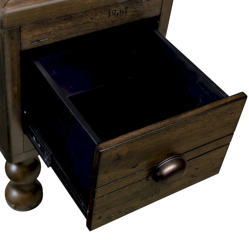 Table d'appoint rectangulaire en bois massif avec tiroir
