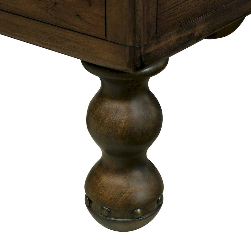 Table d'appoint rectangulaire en bois massif avec tiroir