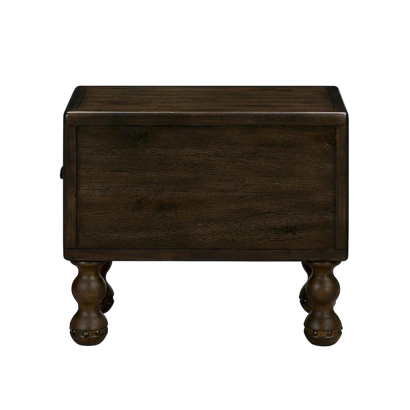 Table d'appoint rectangulaire en bois massif avec tiroir