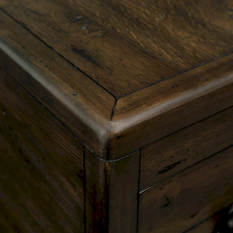 Table d'appoint rectangulaire en bois massif avec tiroir