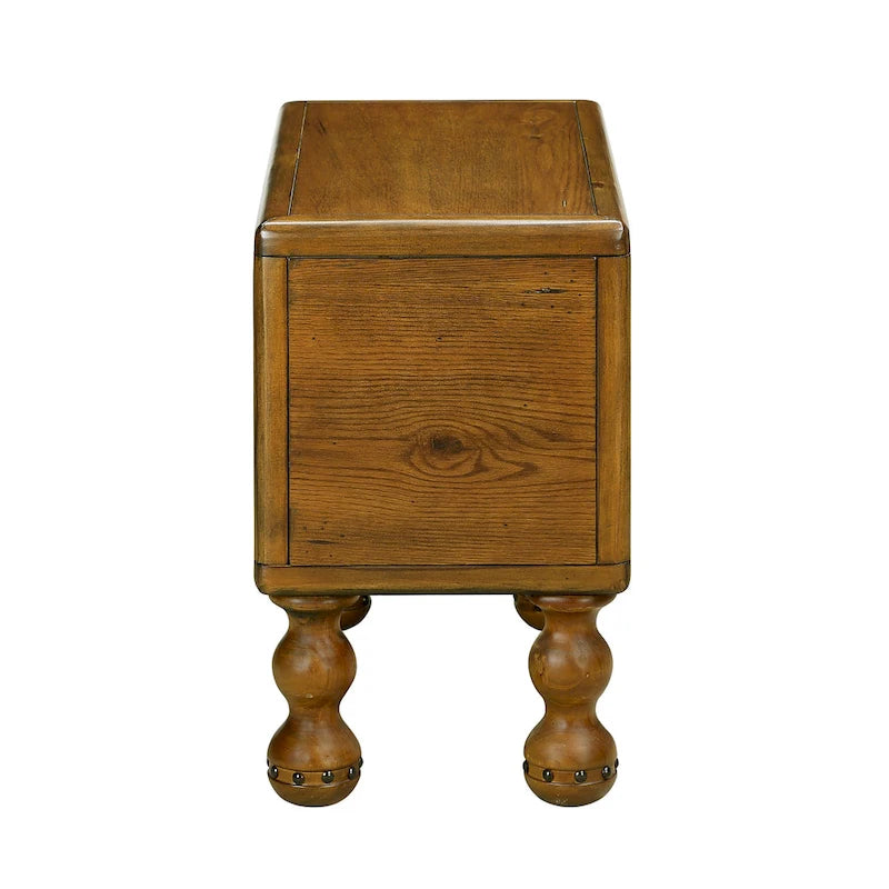 Table d'appoint rectangulaire en bois massif avec tiroir