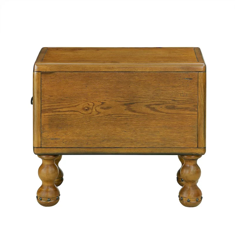 Table d'appoint rectangulaire en bois massif avec tiroir