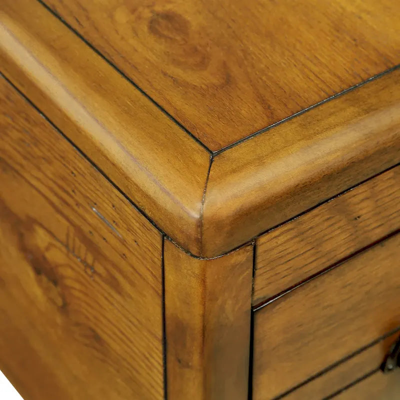 Table d'appoint rectangulaire en bois massif avec tiroir