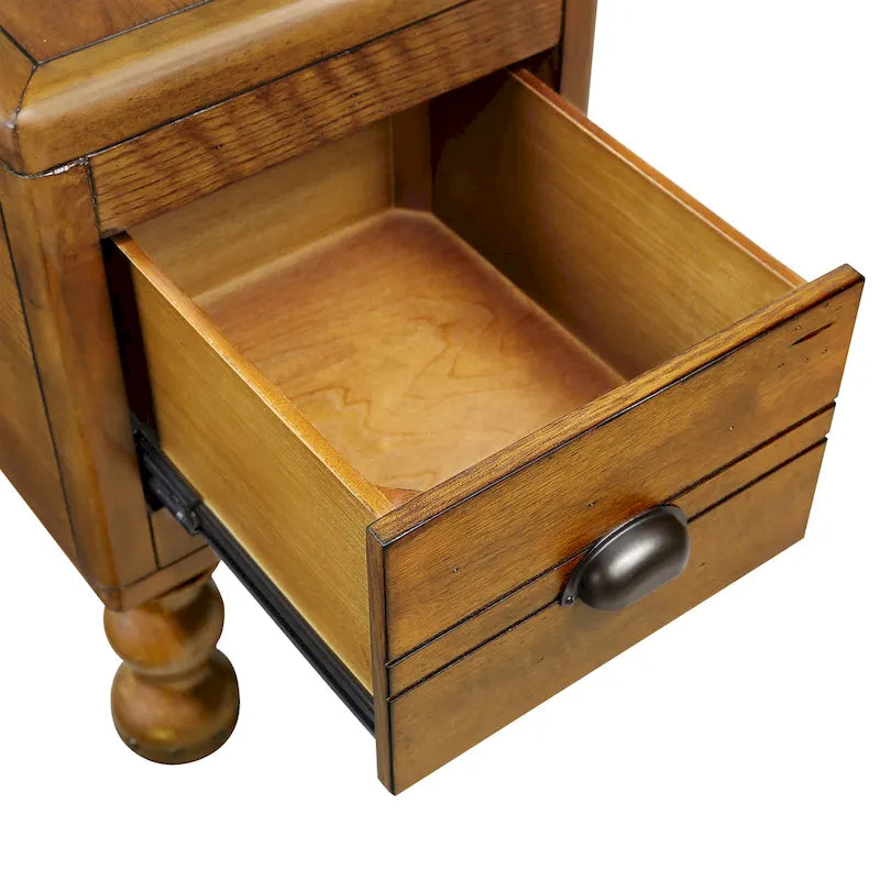 Table d'appoint rectangulaire en bois massif avec tiroir