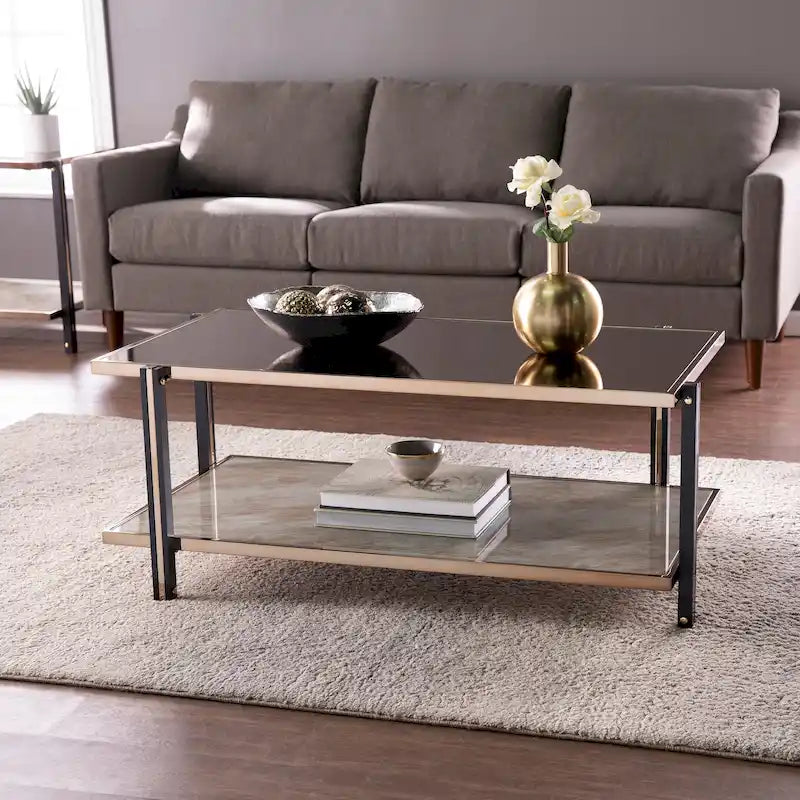 Table basse rectangulaire, Table basse avec plateau miroir, Tables basses modernes, Table d'appoint pour le salon