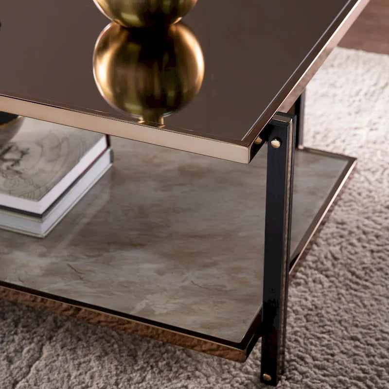 Table basse rectangulaire, Table basse avec plateau miroir, Tables basses modernes, Table d'appoint pour le salon