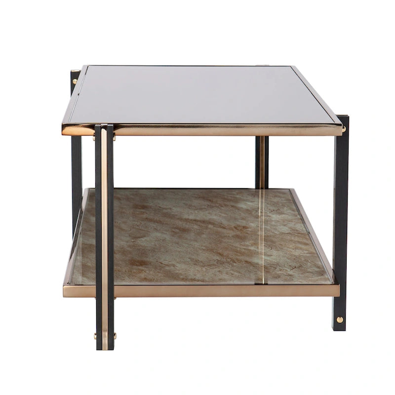 Table basse rectangulaire, Table basse avec plateau miroir, Tables basses modernes, Table d'appoint pour le salon