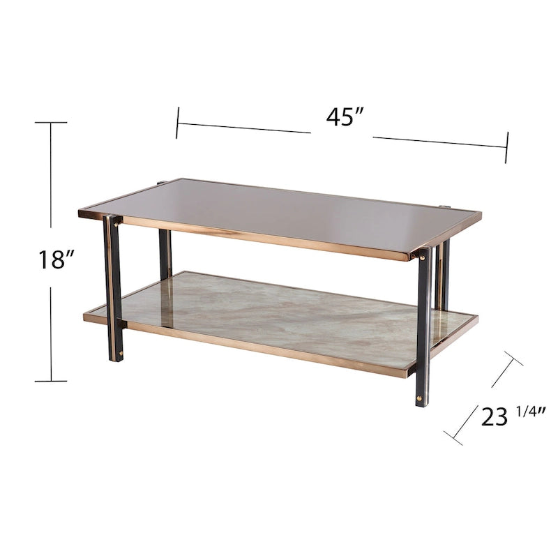 Table basse rectangulaire, Table basse avec plateau miroir, Tables basses modernes, Table d'appoint pour le salon
