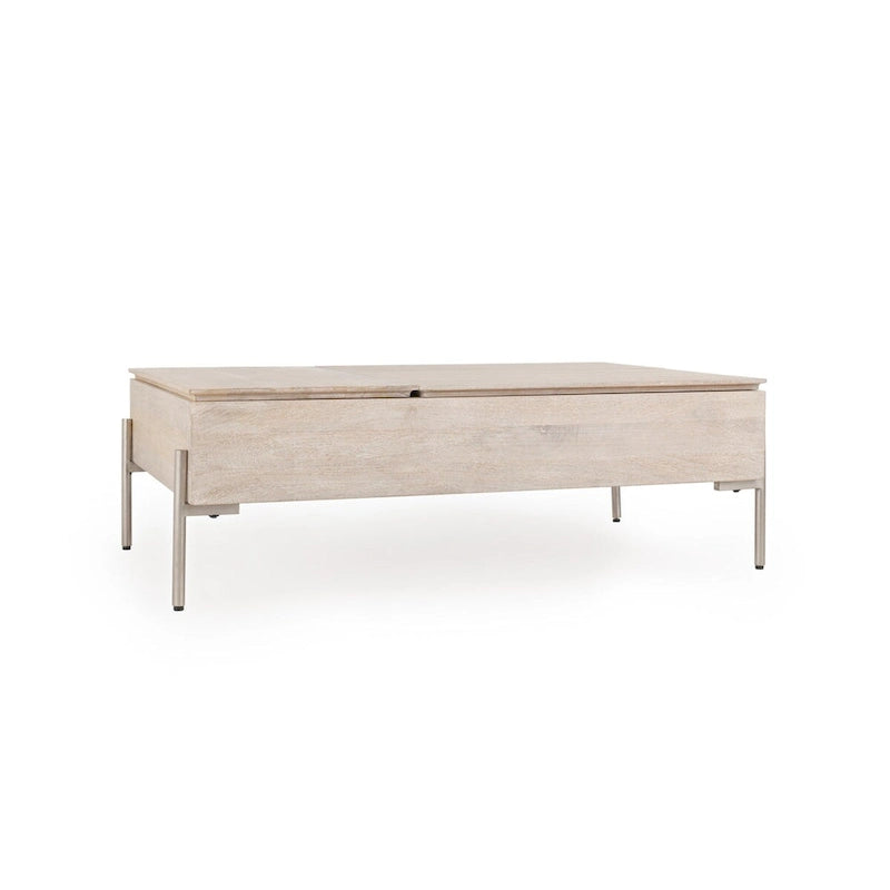 Classic Home Rocklin Mango Wood Lift Top Coffee Table in White
