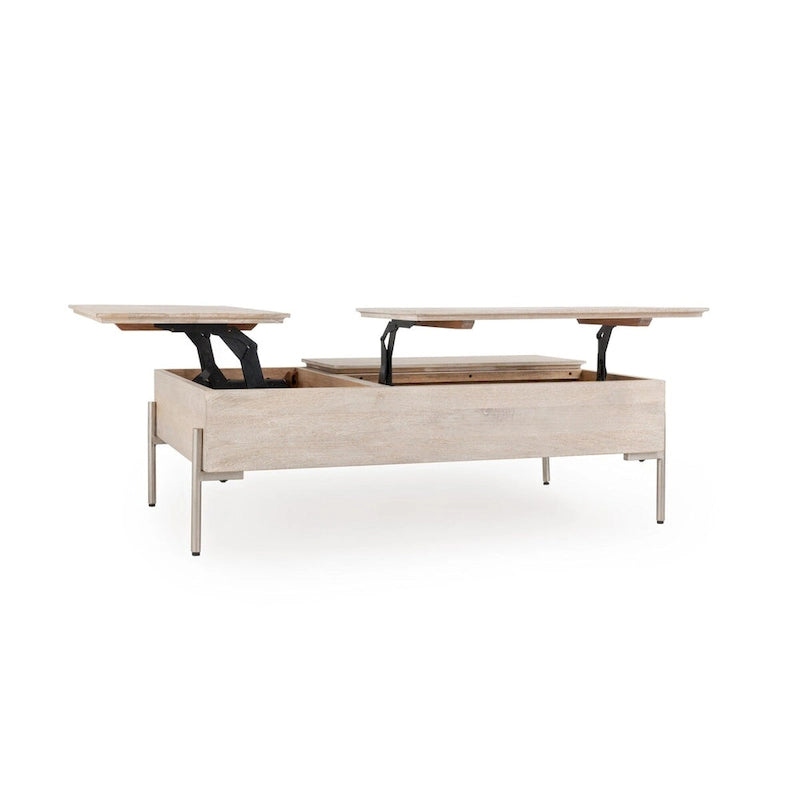 Table basse relevable en bois de manguier Rocklin Classic Home, blanche