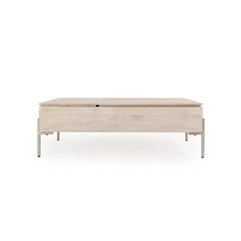 Table basse relevable en bois de manguier Rocklin Classic Home, blanche