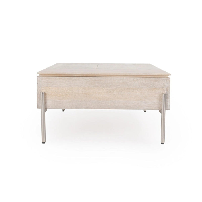 Table basse relevable en bois de manguier Rocklin Classic Home, blanche