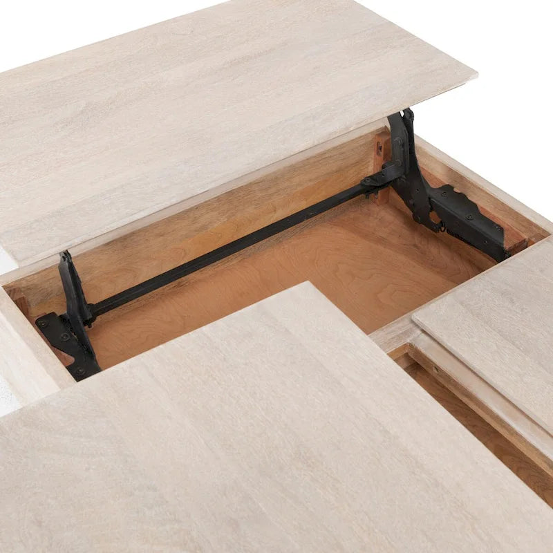 Table basse relevable en bois de manguier Rocklin Classic Home, blanche
