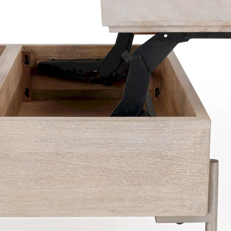 Table basse relevable en bois de manguier Rocklin Classic Home, blanche