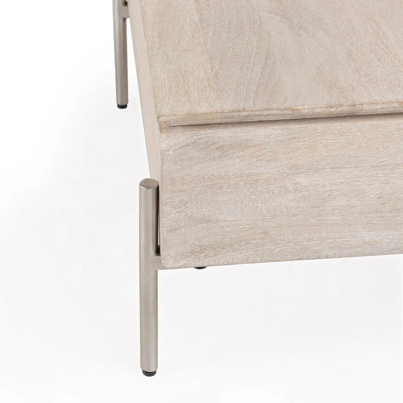 Table basse relevable en bois de manguier Rocklin Classic Home, blanche