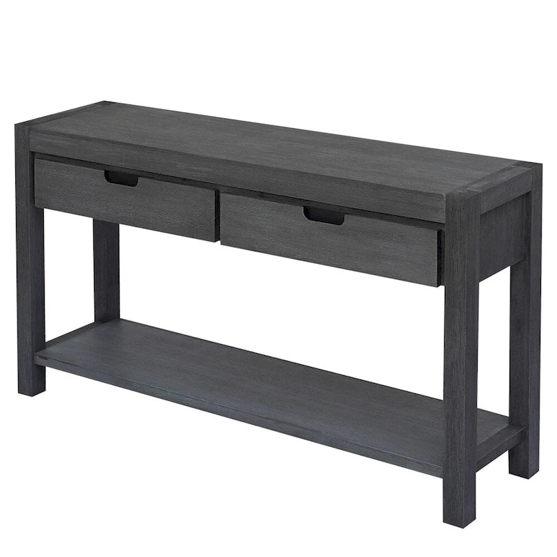 Console en bois avec 2 tiroirs et 1 étagère pour couloir et salon