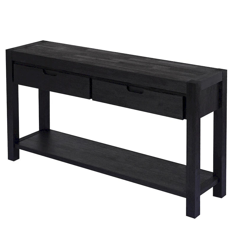 Console en bois avec 2 tiroirs et 1 étagère pour couloir et salon