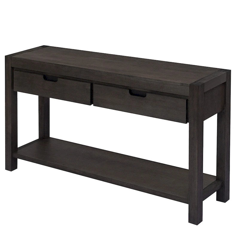 Console en bois avec 2 tiroirs et 1 étagère pour couloir et salon
