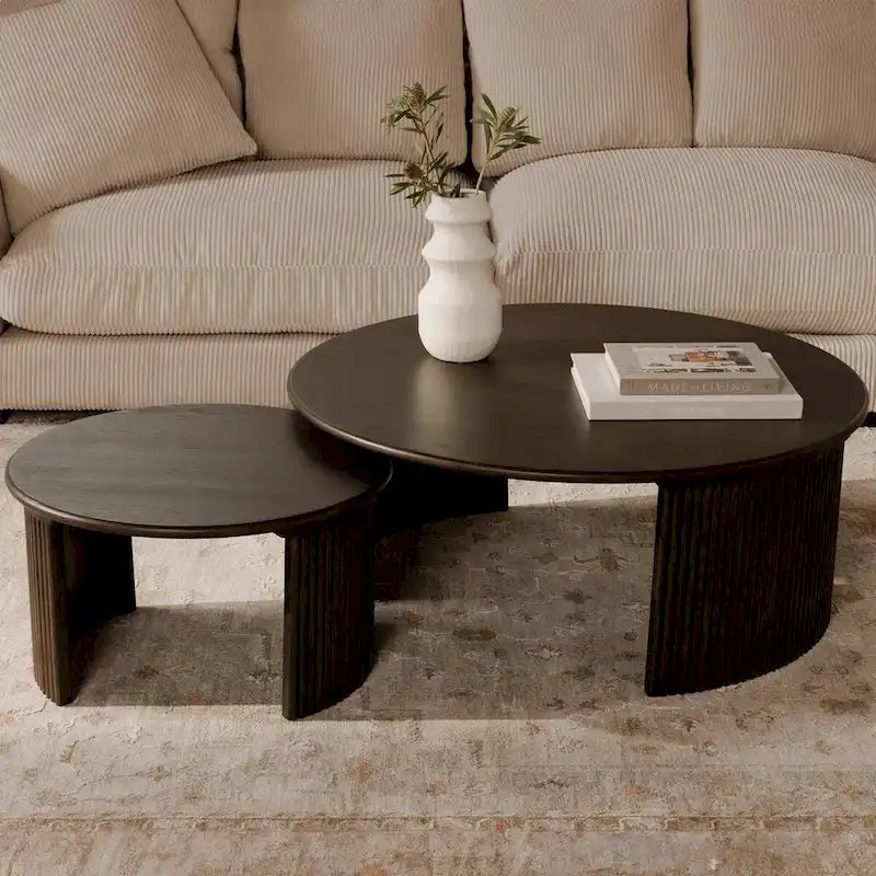 NADAAL STUDIOS Pence, Petite table basse ovale, Marron foncé