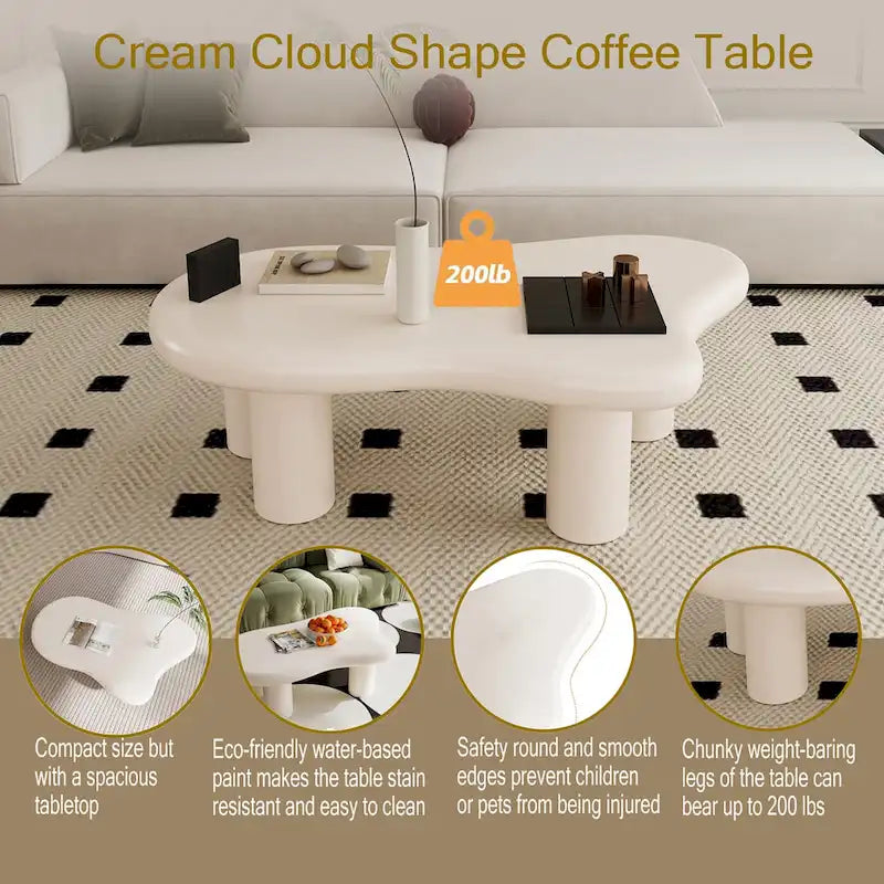 Table basse en bois en forme de nuage pour salon