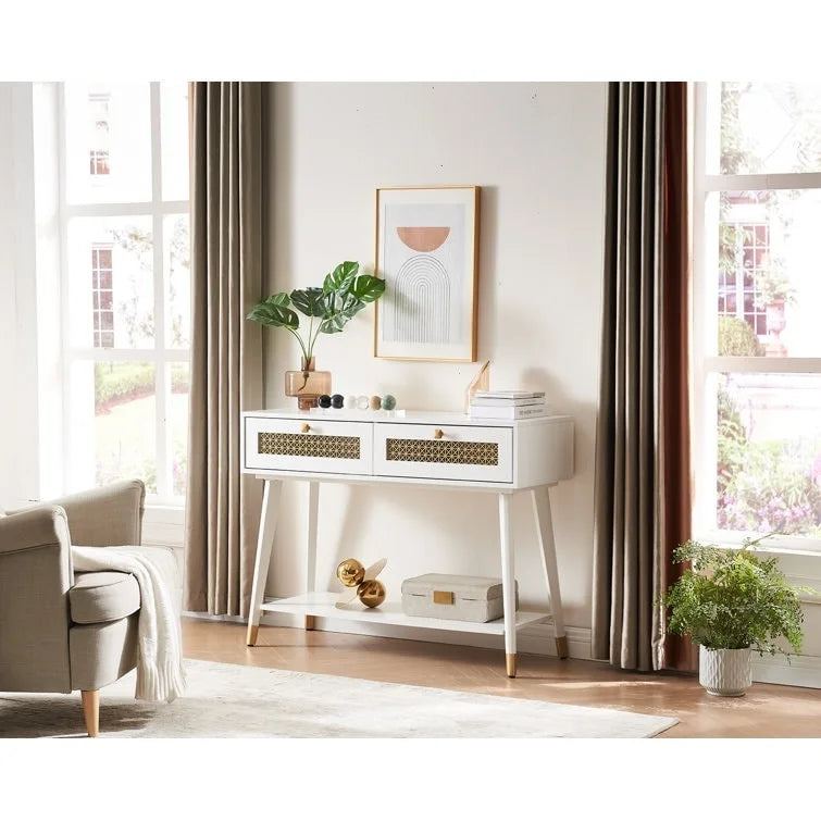 41.9 Table console en bois à 2 tiroirs