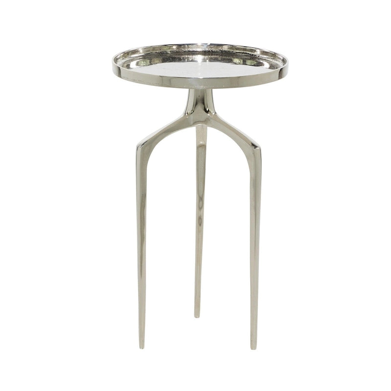 Table d'appoint inspirée d'un plateau en métal aluminium avec 3 pieds tripodes – Or, Argent ou Noir – Décor Roche River