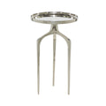 Table d'appoint inspirée d'un plateau en métal aluminium avec 3 pieds tripodes – Or, Argent ou Noir – Décor Roche River