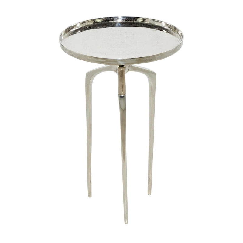Table d'appoint inspirée d'un plateau en métal aluminium avec 3 pieds tripodes – Or, Argent ou Noir – Décor Roche River