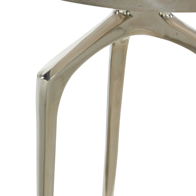 Table d'appoint inspirée d'un plateau en métal aluminium avec 3 pieds tripodes – Or, Argent ou Noir – Décor Roche River