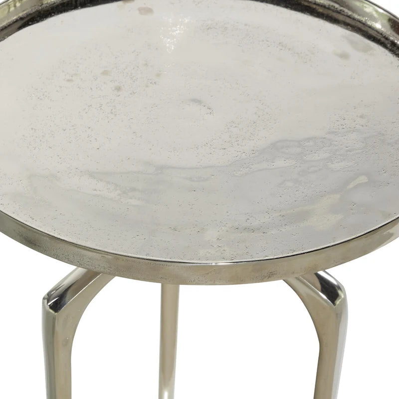 Table d'appoint inspirée d'un plateau en métal aluminium avec 3 pieds tripodes – Or, Argent ou Noir – Décor Roche River
