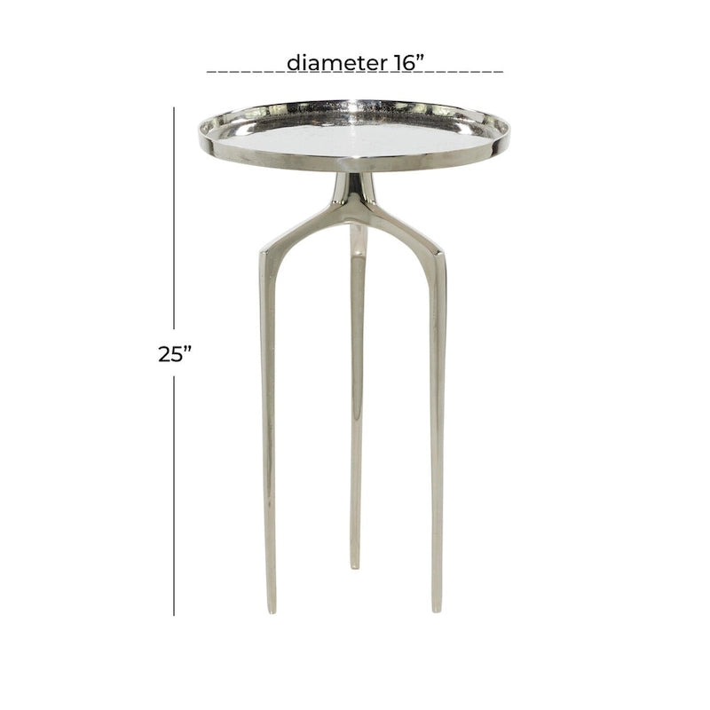 Table d'appoint inspirée d'un plateau en métal aluminium avec 3 pieds tripodes – Or, Argent ou Noir – Décor Roche River