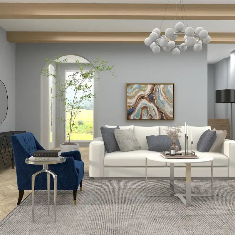 Table d'appoint inspirée d'un plateau en métal aluminium avec 3 pieds tripodes – Or, Argent ou Noir – Décor Roche River