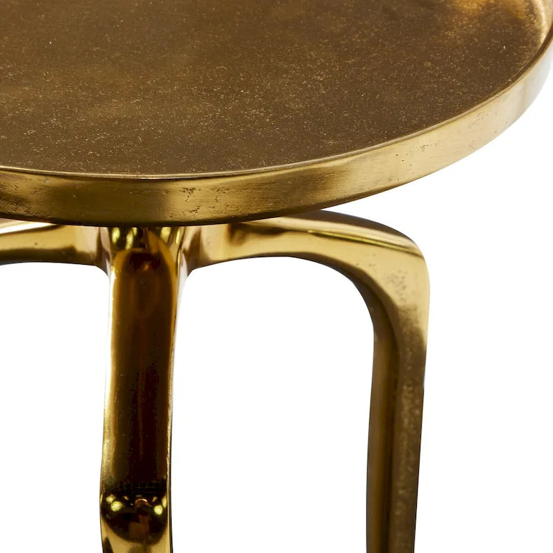 Table d'appoint inspirée d'un plateau en métal aluminium avec 3 pieds tripodes – Or, Argent ou Noir – Décor Roche River