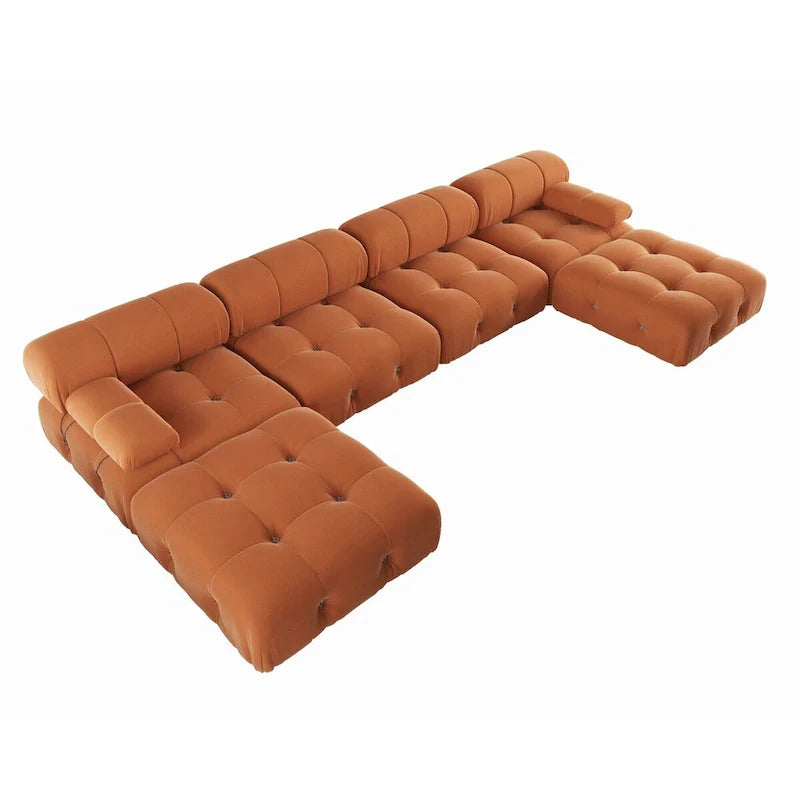 138 Canapé sectionnel modulable convertible, canapés et sofas minimalistes en velours en forme de U