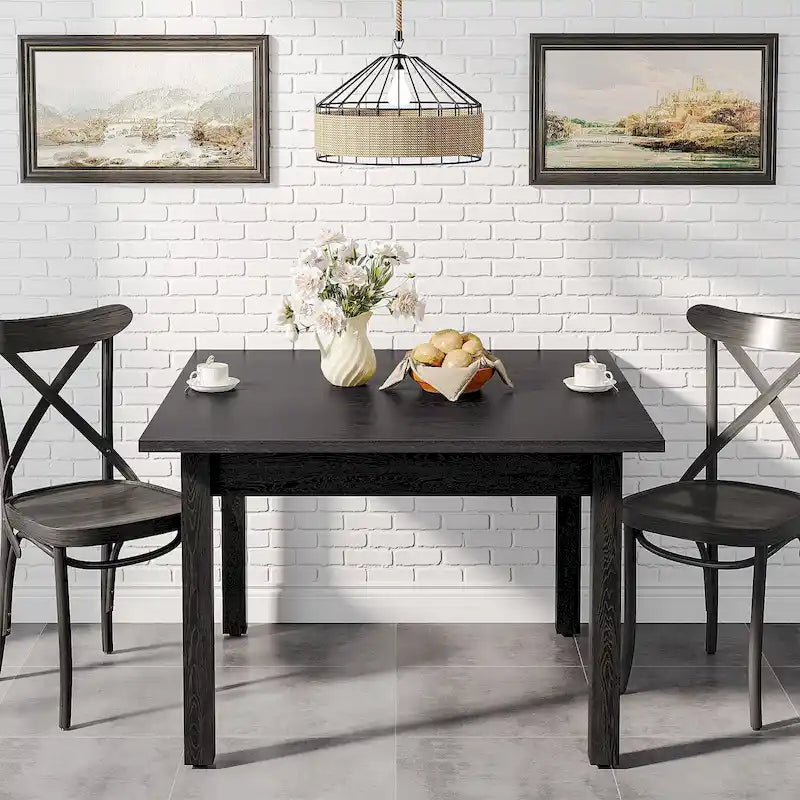 Table à manger carrée de 100 cm pour 2-4 personnes avec pieds en bois massif pour salon et salle à manger