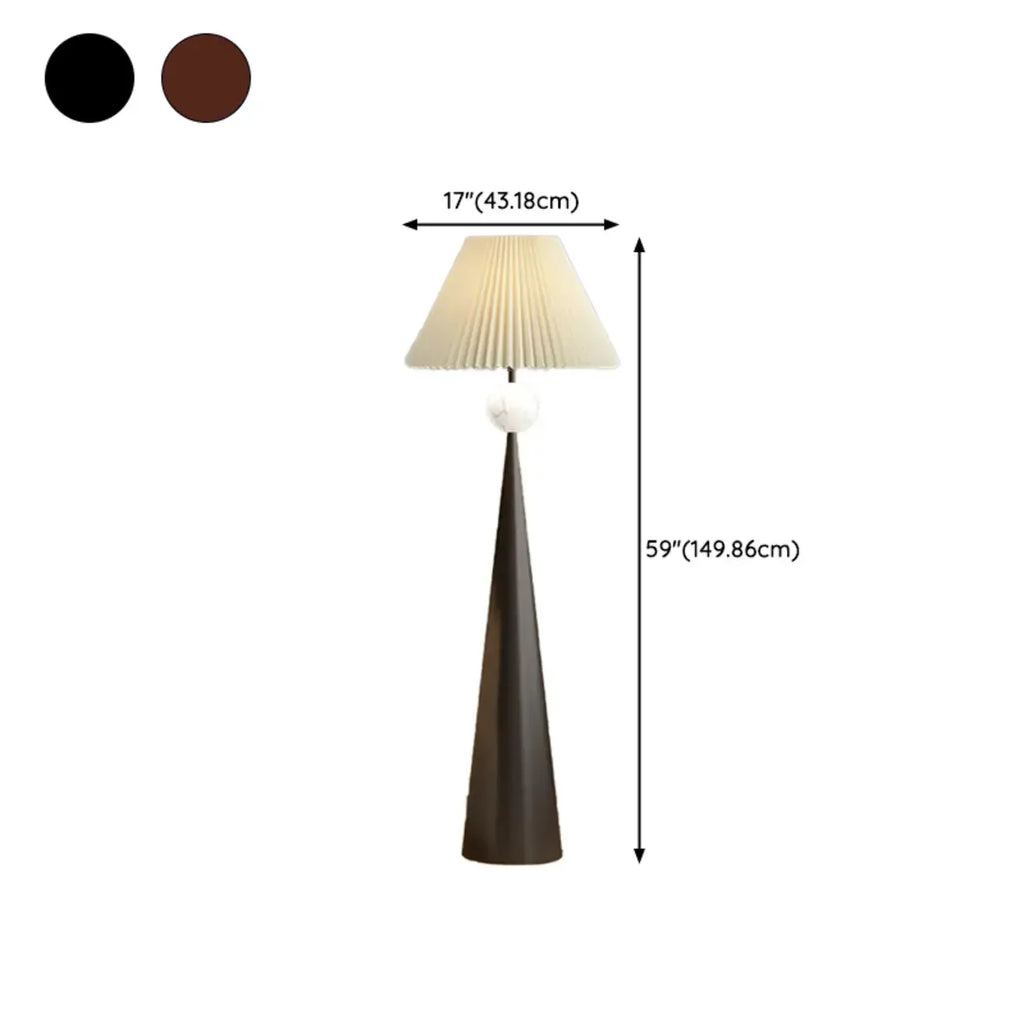 Lampadaire conique contemporain en métal avec abat-jour en tissu