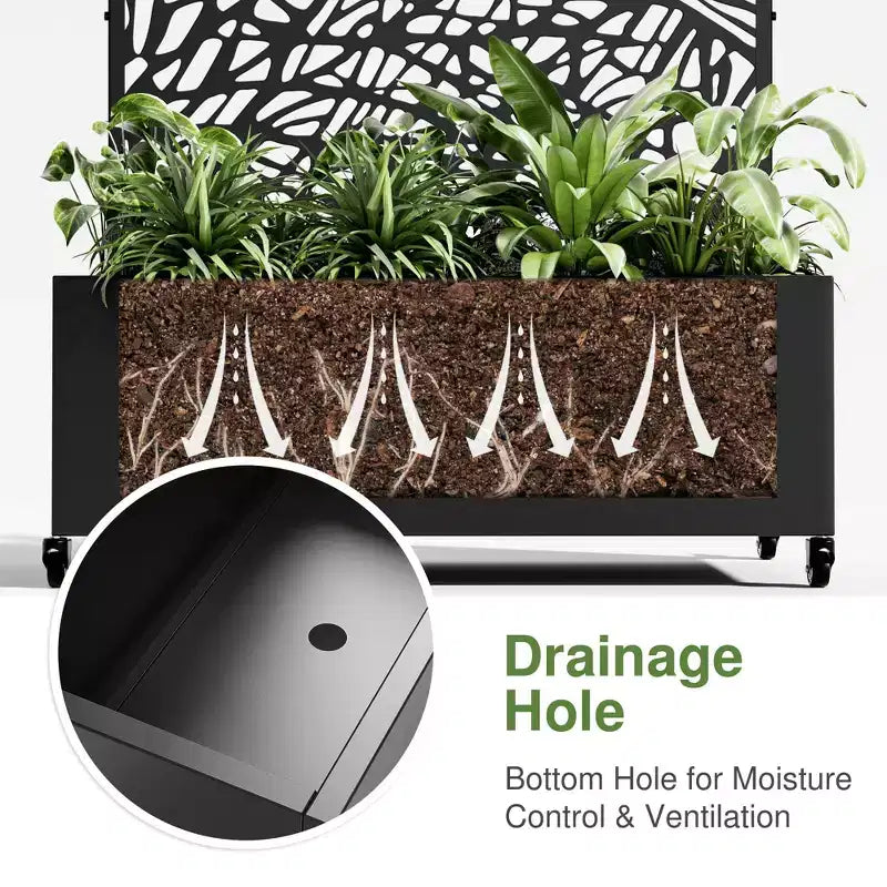 MAYEERTY Jardinière avec treillis en fer noir, style 01, 72 x 47 x 16 pouces, lot de 3 pièces