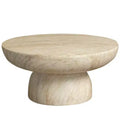 Table basse ronde Lunexa de LeisureMod, table d'appoint à piédestal en pierre de fibre pour utilisation intérieure ou extérieure, design sculpté avec patins antidérapants