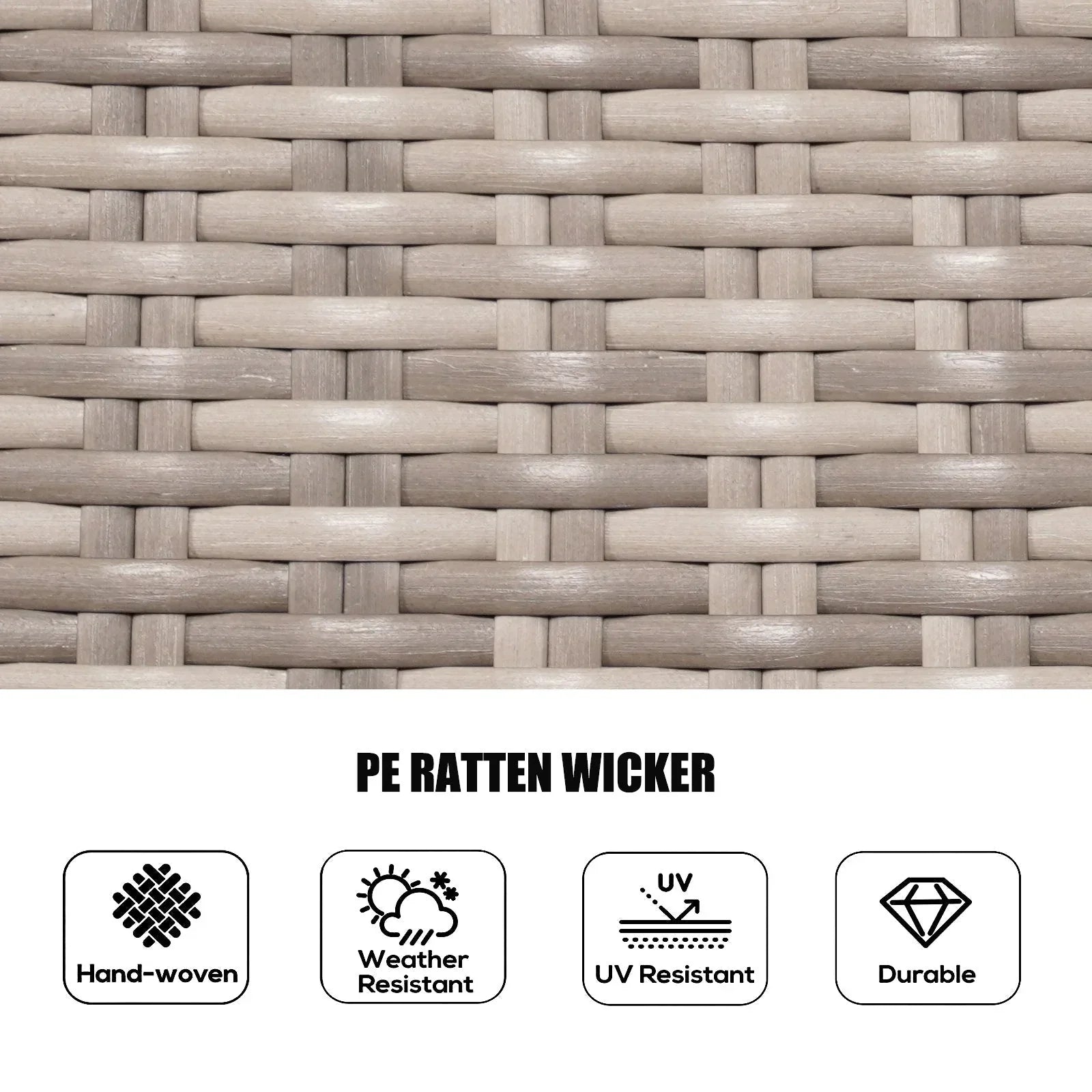 Ensemble de salle à manger rond 7 pièces en rotin tressé d'extérieur avec coussins par Moda Furnishings