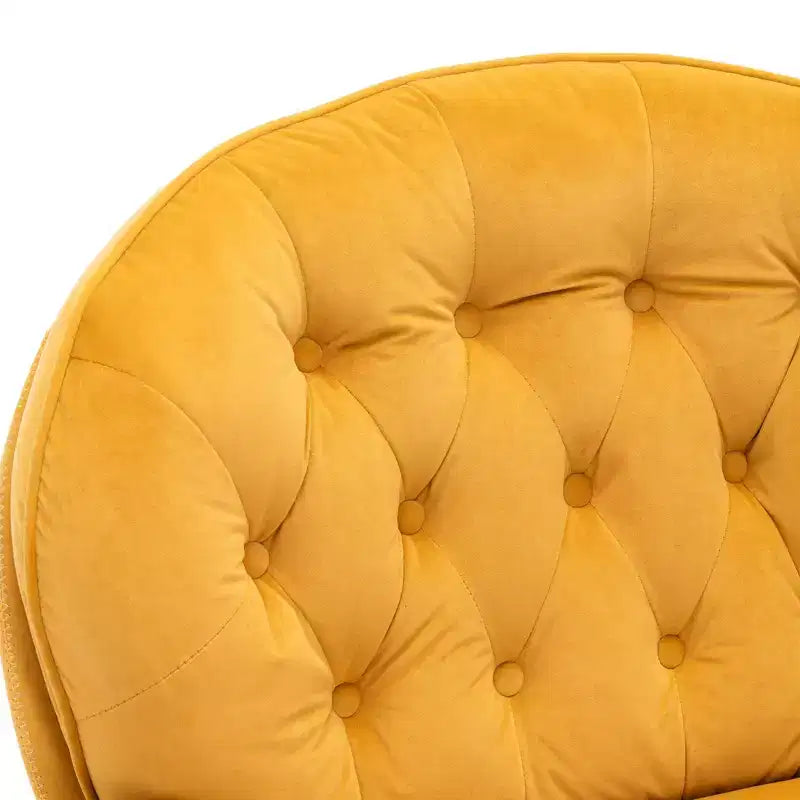 Fauteuil d'appoint en velours Okak avec pouf, fauteuil de salon moderne de style scandinave sans accoudoirs, fauteuil d'appoint doux et confortable pour regarder la télévision, jouer à des jeux